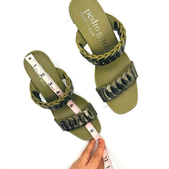 Pedro Garcia olive green kitten heel sandals with braided straps size 37 - Picture 6 of 10